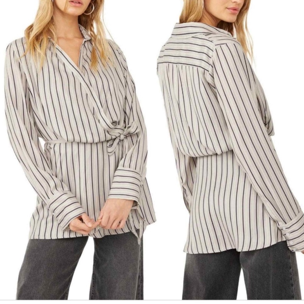 Free People Natural Combo Pinstripe Arlo Wrap
Top Blouse